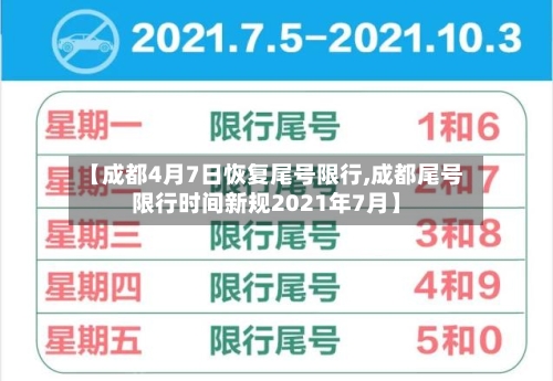 【成都4月7日恢复尾号限行,成都尾号限行时间新规2021年7月】