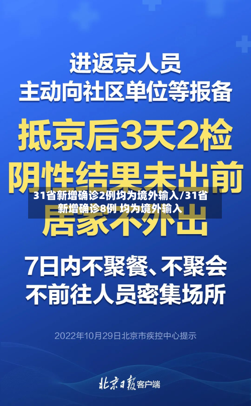 31省新增确诊2例均为境外输入/31省新增确诊8例 均为境外输入