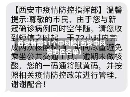 西安新增31个中风险(西安中风险地区名单)