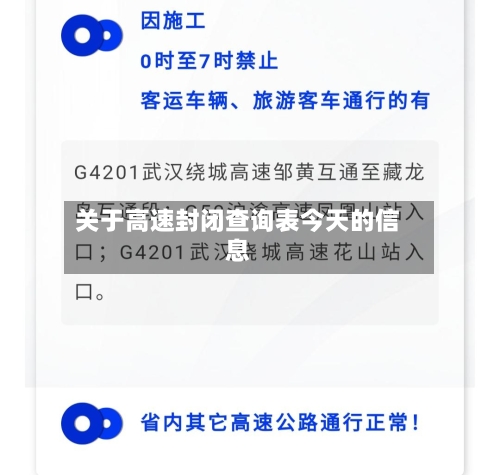 关于高速封闭查询表今天的信息-第3张图片