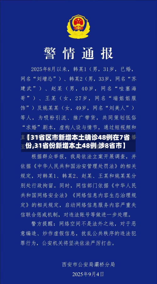 【31省区市新增本土确诊48例在7省份,31省份新增本土48例 涉8省市】