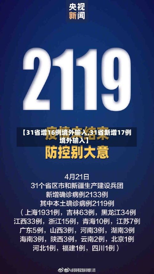 【31省增16例境外输入,31省新增17例境外输入】