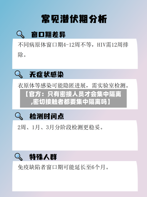 【官方：只有密接人员才会集中隔离,密切接触者都要集中隔离吗】